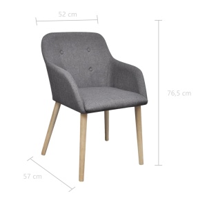 Scaune bucătărie 4 buc, gri deshis, textil &amp; lemn stejar masiv - Img 5