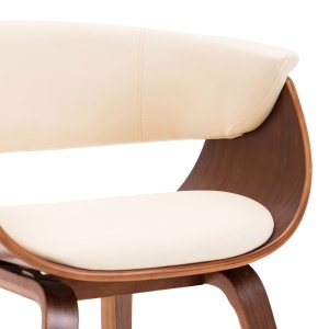 Scaune de bucătărie, 6 buc, crem, lemn curbat & piele ecologică - Img 8