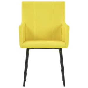Scaune de bucătărie cu brațe, 2 buc., galben, material textil - Img 3