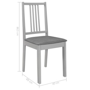 Scaune de bucătărie cu perne, 4 buc., gri, lemn masiv - Img 6
