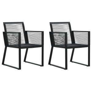 Scaune de grădină, 2 buc., negru, ratan PVC