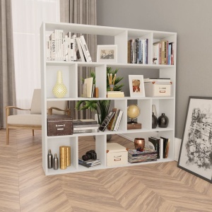 Separator cameră/Bibliotecă, alb, 110 x 24 x 110 cm, PAL