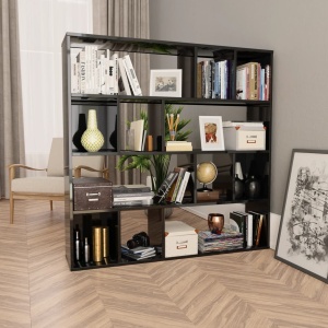 Separator cameră/Bibliotecă, gri lucios, 110 x 24 x 110 cm, PAL