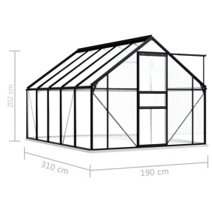 Seră cu un cadru de bază, antracit, 5,89 m², aluminiu - Img 5