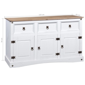 Servantă alb 132x43x78 cm lemn masiv pin mexican gama Corona - Img 6