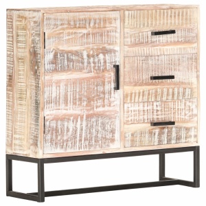 Servantă, alb, 73 x 30 x 75 cm, lemn masiv de acacia - Img 9