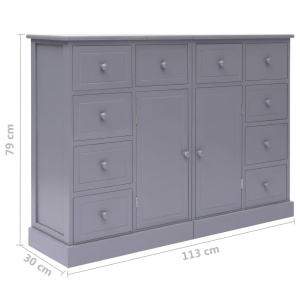 Servantă cu 10 sertare, gri, 113 x 30 x 79 cm, lemn - Img 11
