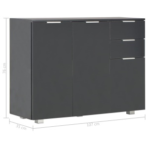 Servantă, negru foarte lucios, 107 x 35 x 76 cm - Img 10