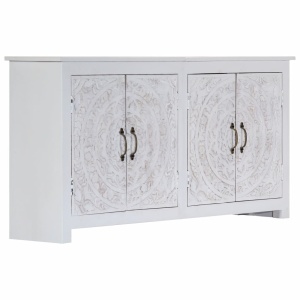 Servantă realizată manual, alb, 140x30x70 cm, lemn masiv acacia - Img 4