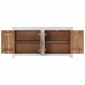 Servantă realizată manual, alb, 140x30x70 cm, lemn masiv acacia - Img 5