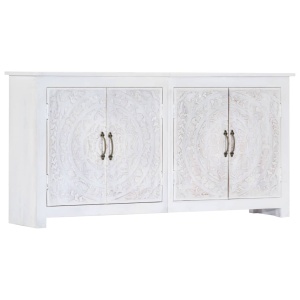 Servantă realizată manual, alb, 140x30x70 cm, lemn masiv acacia - Img 11