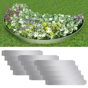Set 15 separatoare flexibile pentru gazon, oțel galvanizat, 100 x 15cm