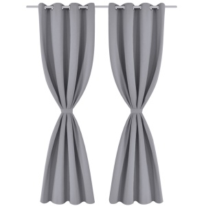 Set 2 draperii gri, opace, cu inele metalice, 135 x 245 cm - Img 2