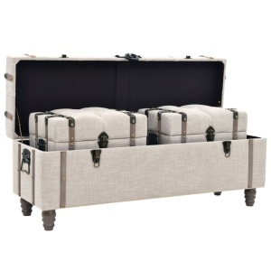 Set bancă depozitare 3 buc, lemn masiv și oțel, 112x37x45 cm - Img 10
