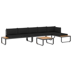 Set canapea de grădină colțar cu perne, 4 piese, aluminiu, WPC - Img 2