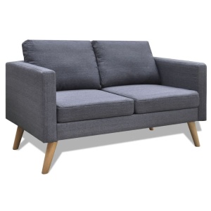 Set canapele cu 2 locuri și 3 locuri, textil, gri inchis - Img 3