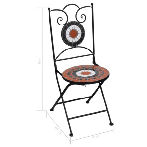 Set de bistro mozaic, 3 piese, cărămiziu &amp; alb, placă ceramică - Img 11