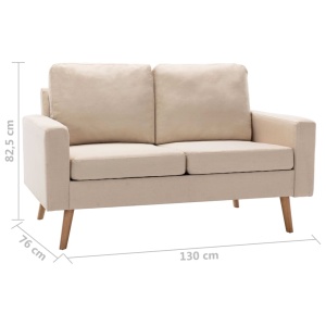 Set de canapele, 2 piese, crem, material textil - Img 9