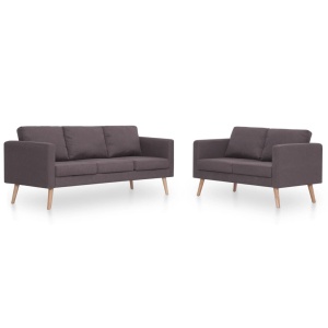 Set de canapele, 2 piese, gri taupe, material textil - Img 2