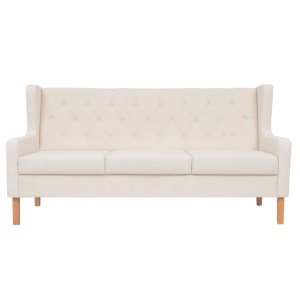Set de canapele, 2 piese, material textil, alb crem - Img 4