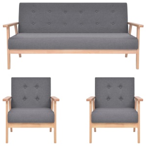 Set de canapele, 3 piese, gri inchis, material textil