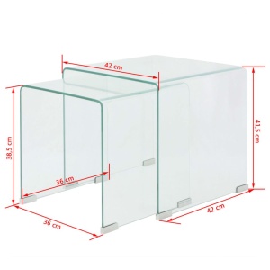 Set de masă din sticlă securit transparentă, stivuibil, 2 piese - Img 5