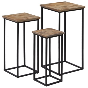 Set de mese pentru plante, 3 piese, lemn de tec reciclat - Img 11