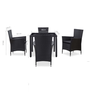 Set de mobilier de exterior, 5 piese, negru, poliratan - Img 9