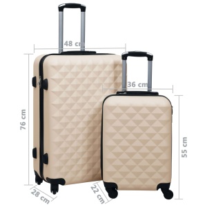 Set de valize cu carcasă rigidă, 2 piese, auriu, ABS - Img 11