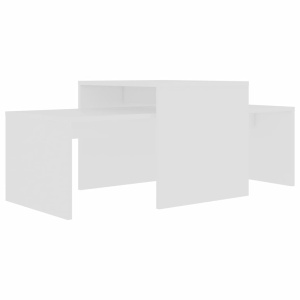 Set măsuțe de cafea, alb, 100x48x40 cm, PAL - Img 2