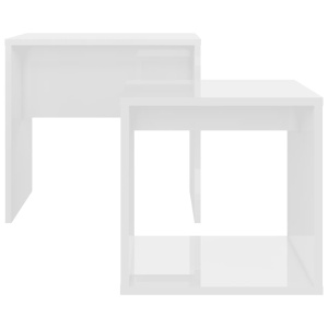 Set măsuțe de cafea, alb extralucios, 48x30x45 cm, PAL - Img 4