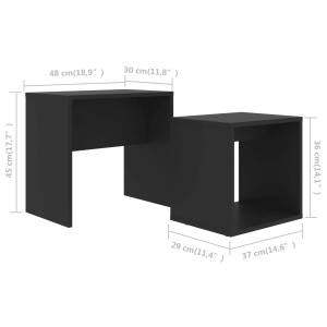 Set măsuțe de cafea, negru, 48x30x45 cm, PAL - Img 5
