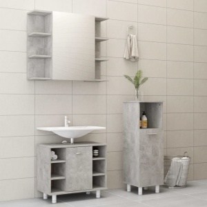 Set mobilier baie, 3 piece, gri beton, PAL
