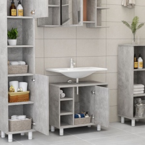 Set mobilier baie, 3 piece, gri beton, PAL - Img 9