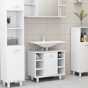 Set mobilier baie, 3 piese, alb, PAL - Img 12