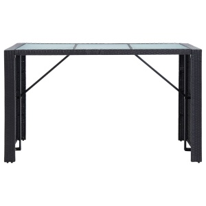 Set mobilier bar de grădină cu perne, 7 piese, negru, poliratan - Img 3
