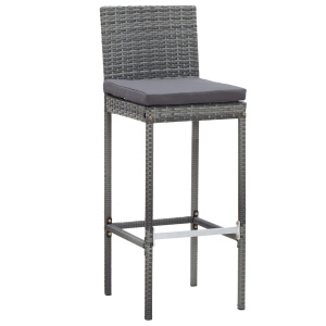 Set mobilier bar exterior 9 piese gri poliratan și lemn acacia - Img 4