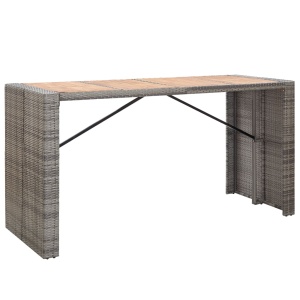 Set mobilier bar exterior 9 piese gri poliratan și lemn acacia - Img 6