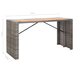 Set mobilier bar exterior 9 piese gri poliratan și lemn acacia - Img 11