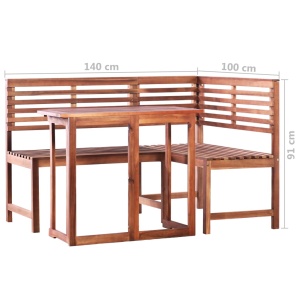 Set mobilier bistro, 2 piese, lemn masiv de acacia - Img 7