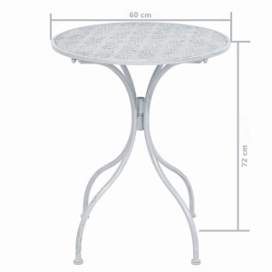 Set mobilier bistro, 3 piese, alb cenușiu, oțel - Img 10