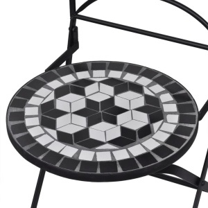 Set mobilier bistro, 3 piese, negru/alb, plăci ceramice - Img 8