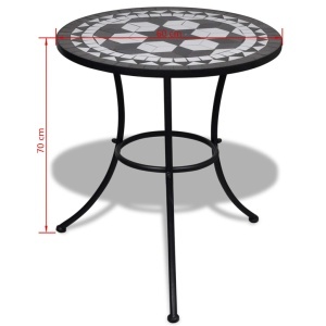 Set mobilier bistro, 3 piese, negru/alb, plăci ceramice - Img 10