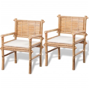 Set mobilier bistro cu perne, 3 piese, bambus - Img 3