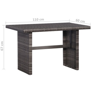 Set mobilier bistro cu perne, 3 piese, gri, poliratan - Img 6