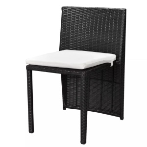 Set mobilier bistro cu perne, 3 piese, negru, poliratan - Img 6