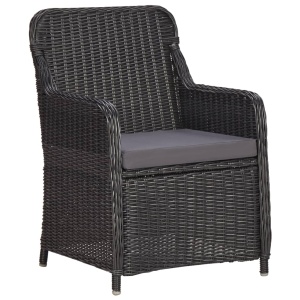 Set mobilier bistro de grădină cu perne 3 piese negru poliratan - Img 8