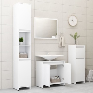 Set mobilier de baie, 3 piese, alb, PAL - Img 4