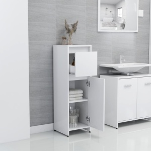 Set mobilier de baie, 3 piese, alb, PAL - Img 7