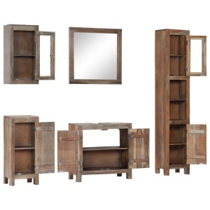 Set mobilier de baie, 5 piese, lemn masiv de acacia - Img 4